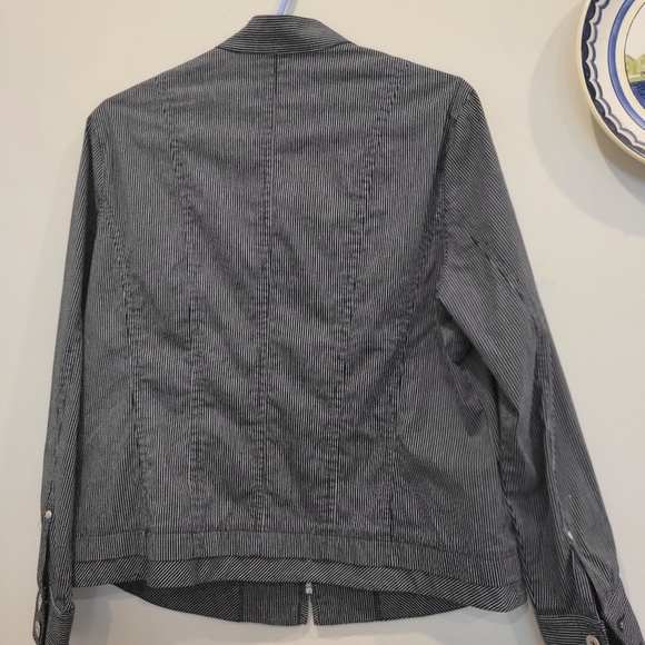 Y Brand Black & White Striped Womans Jean Style Jacket Sz 14 - Picture 3 of 12